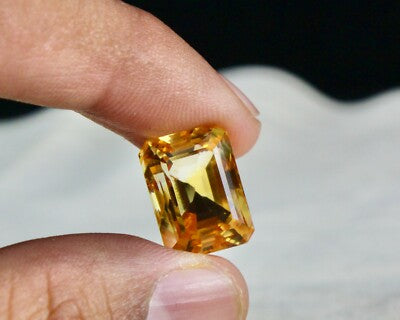 Natural Yellow Citrine 16x12mm 15.97ct Rectangle Gemstone Pendant Ring