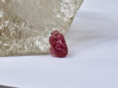 15x10mm Natural Pink Tourmaline Carved Buddha 9.15ct Gem For Ring Pendant