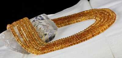 Certified Natural Yellow Citrine Faceted Beads Necklace 5 L 834 Ct For Women