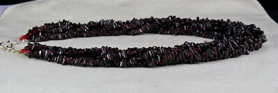 Sterling Silver Necklace Natural Garnet Triangle Beads 1432ct Red Gem For Women