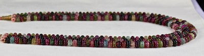 Certified Natural Vintage 737ct Multi Tourmaline Melon Engraved Beaded Necklace