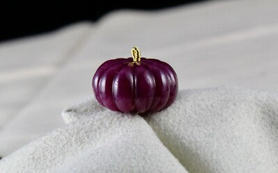 Certified Natural Ruby Carved Melon Pumpkin Bead 53.50 Ct Drilled Pendant Ring
