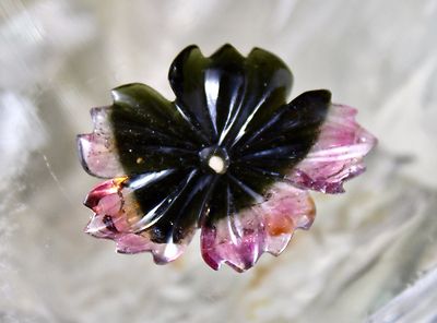 Natural Multi-color Tourmaline Carved Flower Pendant 16.41ct Gemstone Design