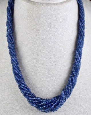 Certified Vintage Natural Blue Sapphire 483 Ct Beads Necklace For Women