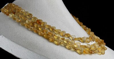 Certified Natural Citrine Heart Beads 552ct Yellow Gemstone Vintage Necklace