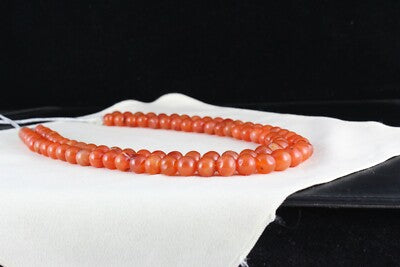 Natural Carnelian 862 Ct Beads Round Gemstone Necklace 2 Line Important