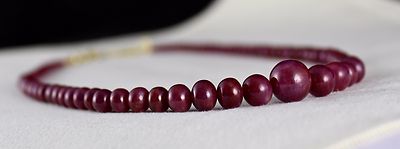 Certified Natural Ruby Necklace Round Beads 216 Ct Sterling Silver Clasp