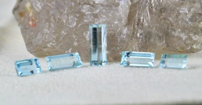 Certified Natural Aquamarine Baguette Cut 5 Pcs 5.99 Ct Gemstone Ring Pendant
