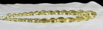 Certified Natural Lemon Quartz 409 Ct Beads Tear Drop Gemstone Necklace
