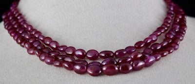 Certified Natural Untreated Ruby 318 Ct Cabochon Beads Gemstone Necklace