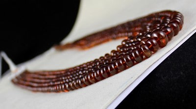 Hessonite Garnet Beads Necklace 1198 Ct Round Semi Precious 5 Line Necklace