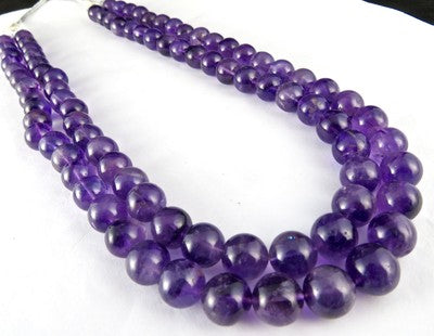 Amethyst Beads Necklace 2 L 800 Ct Round Semi Precious Big Gemstone Fine