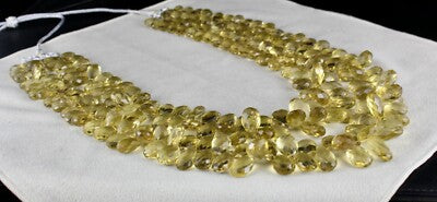 Certified Natural Lemon Quartz Beads 1502 Ct Tear Drops Gemstone Necklace
