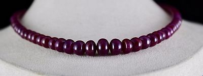 Certified 323 Ct Natural Ruby Necklace Round Red Untreated Gemstone String
