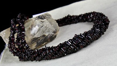 Sterling Silver Necklace Natural Garnet Triangle Beads 1432ct Red Gem For Women
