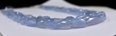 Natural Blue Chalcedony Faceted Beads 734 Ct Sterling Silver Necklace