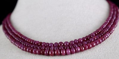 Natural Untreated Ruby 169 Ct Round Gemstone Beads Necklace For Ladies