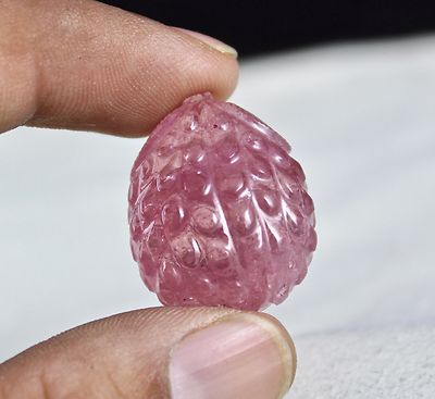 Gtl Certified Natural Pink Tourmaline 57.64 Ct Grapes Carved Gemstone Pendant