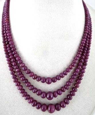 Certified Natural Ruby 333 Ct Beads Round Gemstone Necklace For Women