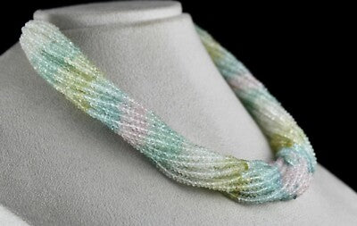 Certified Natural Multi Aquamarine 688ct Beads Faceted Necklace For Women