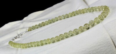 Natural Lemon Quartz Necklace 229ct Semi Precious Gemstone Carved Beads Unique