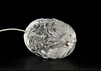 Natural White Rock Crystal Quartz 266ct Carved Beads 1pc Gemstone