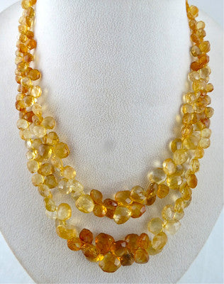 Natural Citrine Heart Drop 424 Ct Beads High Fashion Necklace