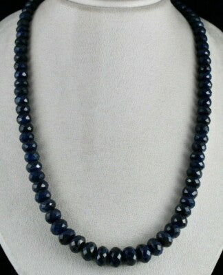 Dyed Sapphire Corundum Beads 803 Carats Round Faceted Gemstone Necklace