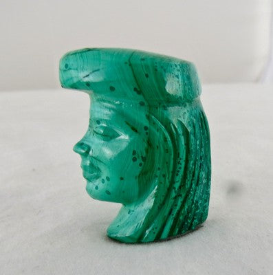 Handcrafted Natural Malachite 106ct 36mm King Head Carved Gemstone Pendant
