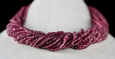 Certified Natural Pink Tourmaline 868ct Beaded Necklace Sterling Silver Clasp