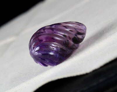 Natural Amethyst 32x19mm Tear Drop Pendant 67.75ct Carved Gemstone For Women