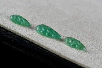 Natural Colombian Emerald Carved Leaf 3 Pcs 4.48 Ct Gemstone Designing