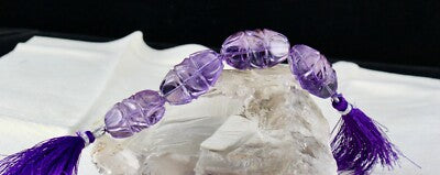 Natural Amethyst 238ct Carved Beads 4 Pcs Gemstone Designing Jewels