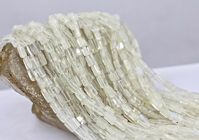 Natural White Moonstone Tube Beads Necklace 15 L 837 Ct Fashion Gemstone