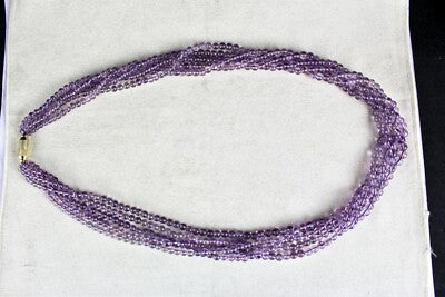Elegant 562ct Natural Amethyst Round Beads 5 Line Gemstone Necklace For Women