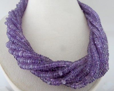 Brazilian Amethyst Beads Button 1165 Ct Gemstone Sterling Silver Necklace