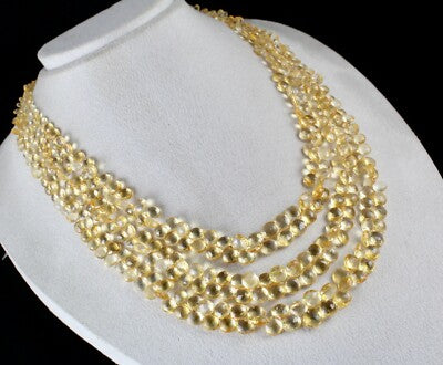 Certified Fine Yellow Citrine 522 Ct Teardrop Beads Fashion Necklace For Women