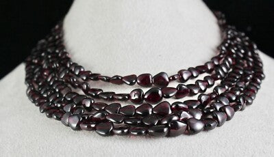 Vintage Natural Red Garnet Beads Heart Necklace 815 Ct Fashion Carat Weight 5 L