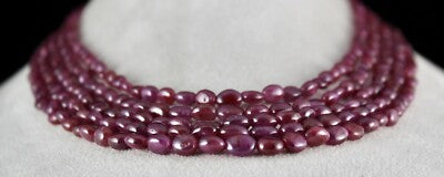 Certified Natural Unheated Ruby Necklace 5 Line 586 Ct Gemstone Beaded String