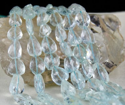 Certified Natural Aquamarine 914 Ct Faceted Tumble Beads Blue Necklace