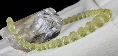 Certified Natural Lemon Quartz 496ct Carved Semi Precious Gemstone Necklace