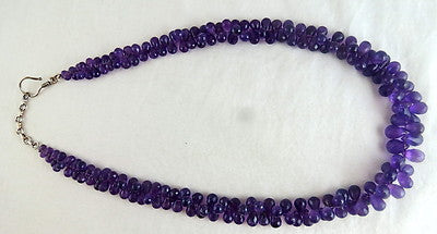 Natural Amethyst 375 Ct Teardrop Purple Gemstone Sterling Silver Party Necklace