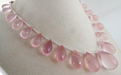 Certified Natural Rose Quartz 402 Ct Teardrop Beaded Gemstone Necklace