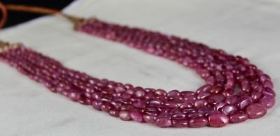 Certified Fashion Necklace Natural Ruby Beads Cabochon 627 Ct 6 Line