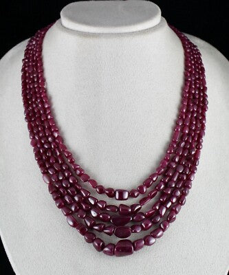 Certified Natural Untreated Ruby Beads Uneven Tumble Necklace 715ct Gemstone