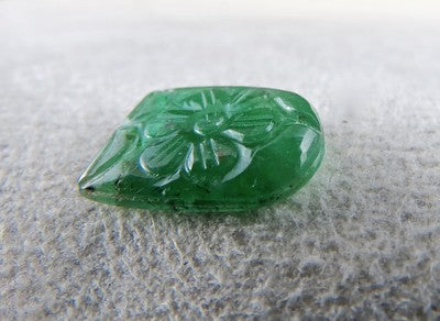 Natural Emerald 6.74 Ct Carved 16x12 Mm Gemstone Birthstone Ring Pendant