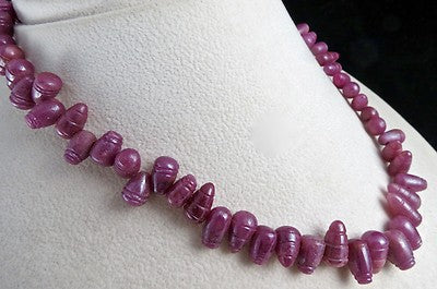 Certified Natural Ruby Necklace 325 Ct Carved Beads Fancy Drops Vintage Gemstone