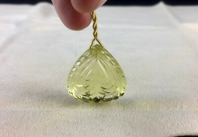 Natural Green Gold Lemon Quartz Carved Drops 153 Cts Earring Pendant Stone