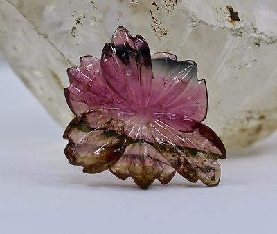 Natural Multi Tourmaline 16 Ct Carved Flower Gemstone For Ring Pendant