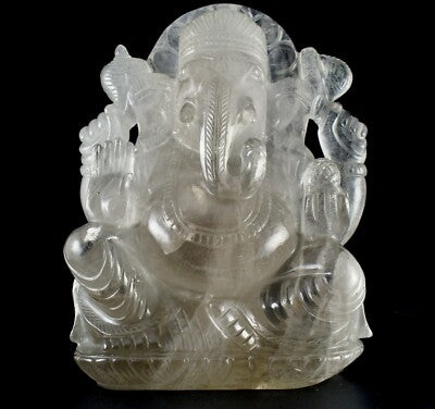 Certified Lord Ganesha Statue 27400ct Natural Rock Crystal Quartz Gemstone Decor
